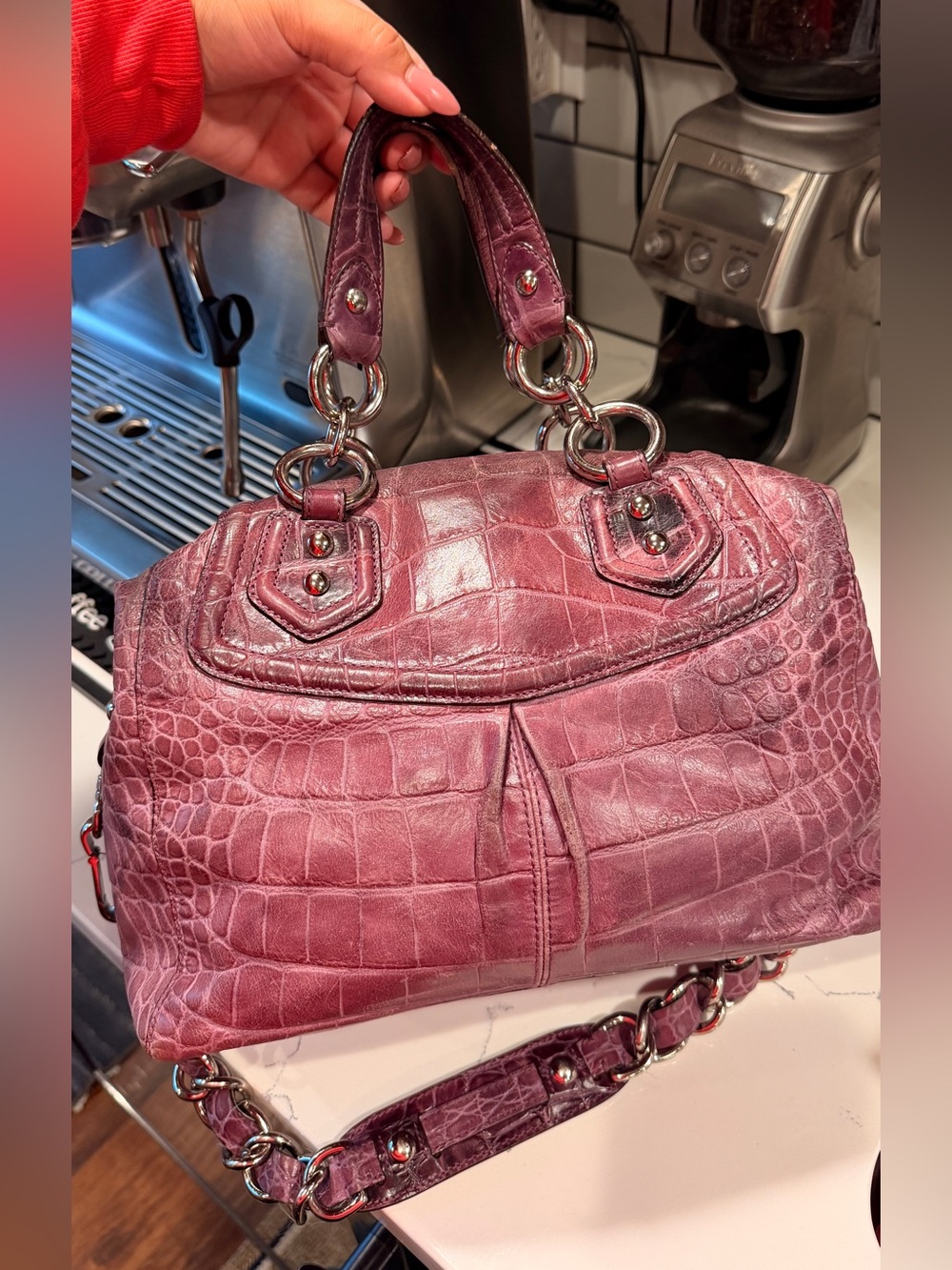 Coach 2010 Madison Audrey Purple Croc Embossed Leather Satchel Bag - Picture 6 of 13